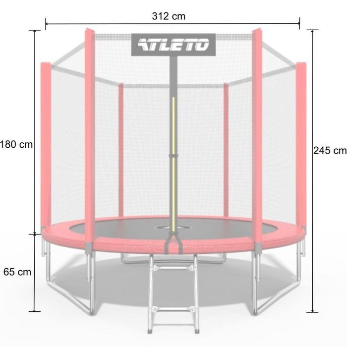 Батут дитячий з сіткою та драбинкою 312 см Atleto червоний (42400474)