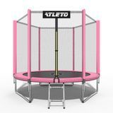 Батут детский с сеткой и стремянкой 312 см Atleto розовый (42400457)