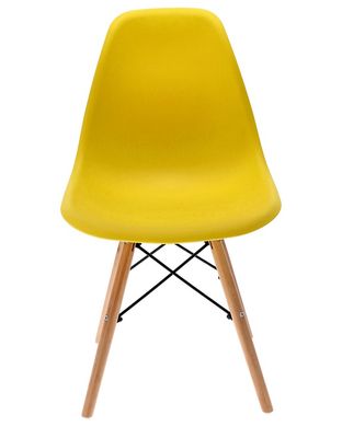 Стіл обідній круглий Bonro В-957-600 білий + 2 жовтих крісла В-173 FULL KD (41300054)