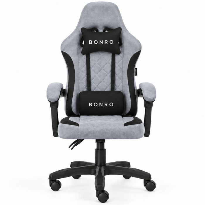 Компьютерное кресло из ткани Bonro Extreme светло-серое (B-148) (42401252)
