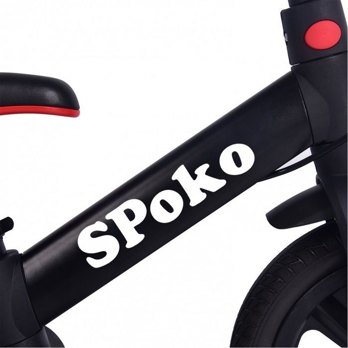 Біговел велосипед трасформер 3в1 Spoko SP-150 з батьківською ручкою чорно-червоний (42412141)