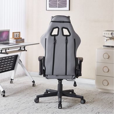 Кресло геймерское из ткани Bonro B-142 серое + 2 подушки (42401114)