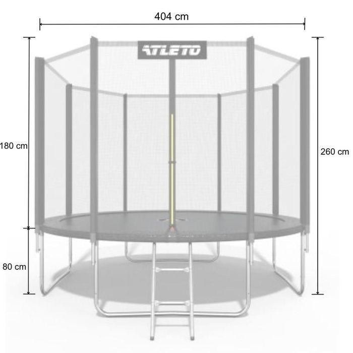 Батут дитячий з сіткою та драбинкою 404 см Atleto чорний (42400464)