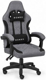 Компьютерное кресло из ткани Bonro Extreme черно-серое (B-148) (42401254)