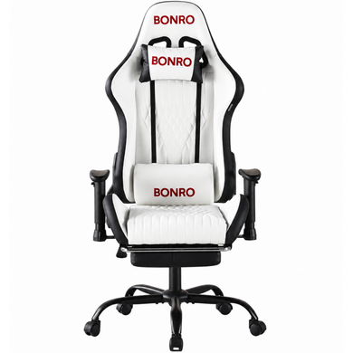 Геймерское кресло с подставкой для ног Bonro 1002G-1 белое (42401210)