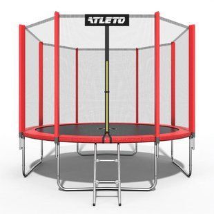 Батут детский с сеткой и стремянкой 404 см Atleto красный (42400466)