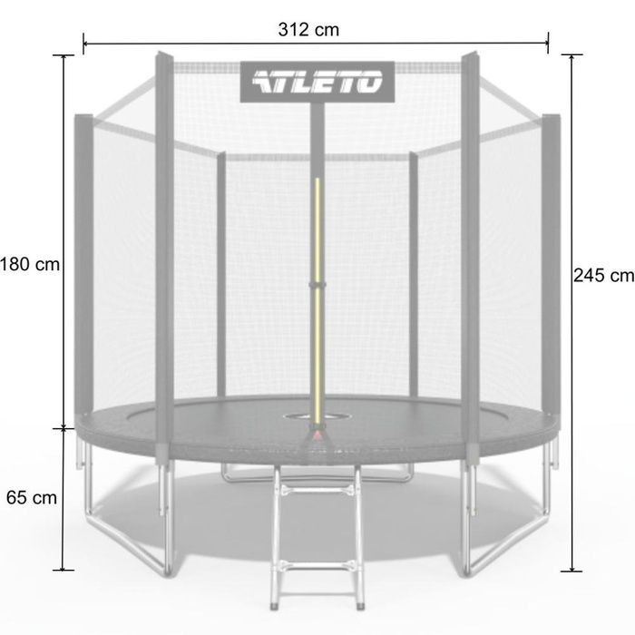 Батут детский с сеткой и стремянкой 312 см Atleto черный (42400472)